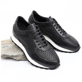 Resim SİYAH Gön Platinum Hakiki Deri Örgü Bağcıklı Erkek Sneaker 34129 
