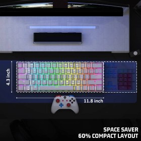 Resim Leaven K620 Rgb 61 Tuş Type-C Kablolu Hot Swap Mekanik Klavye-3 Adet Switch Hediyeli 