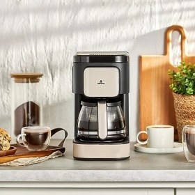 Resim Esmo Home Karaca Just Coffee Aroma 2 In 1 Filtre Kahve ve Çay Demleme Makinesi 5 Fincan Kapasite Bej ABS Malzeme 