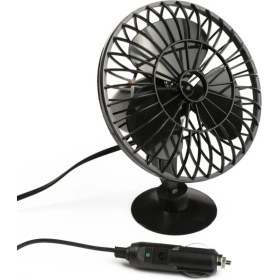 Resim Mega Oto Market Araç Içi 12V Vantuzlu 5.5" 14 cm Mini Fan Vantilatör Pervane Çakmaklık Girişli Tüm Araçlarla Uyumlu 