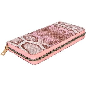 Resim Barsecollection Fermuarlı Yılan Desenli Pembe Kadın Cüzdanı Açık Pembe 