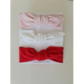 Resim Swan Butik Kız Çocuk Bebek Bandana Toka Seti 3'lü Kırmızı Beyaz Pudra Pembe 