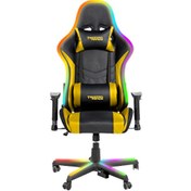 Resim TM8410-NY Comfort RGB Bluetooth Hoparlor Massage Points E-Spor Siyah Sarı Oyuncu Koltuğu Twisted Minds