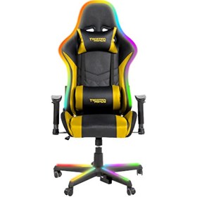 Resim TM8410-NY Comfort RGB Bluetooth Hoparlor Massage Points E-Spor Siyah Sarı Oyuncu Koltuğu 