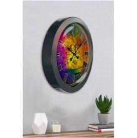 Resim Bahat Salon Ofis Duvar Saati Gri Metal Çerçeve 36 Cm 