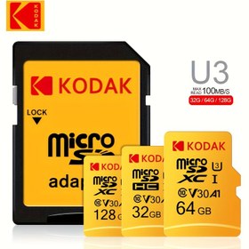 Resim Kodak Yüksek Hızlı Micro SD Kart U3 Sınıf 10, 100MB/s'ye Kadar, Adaptör Dahil - 32GB, 64GB ve 128GB Mevcut 