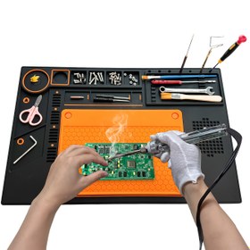 Resim Silikon/PVC Çalışma Lehim Matı, Bilgisayar Cep Telefonu Tamir Aksesuarı, İş Tezgahtı Şablon, çok Katmanlı Pvc Malzemesi Kolay, ileti̇m ve Temizlemeye Uygun - DIY Elektroniği ïçin 