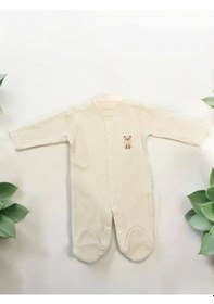 Resim Zekids Bebek Çıtçıtlı Kedi İşlemeli Tulum-15069 Bej 
