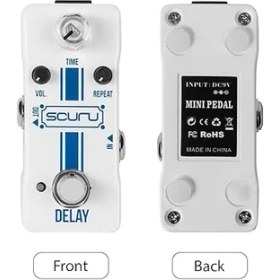 Resim Scuru Gitar Gecikme Efekti Pedalı Zaman/ses/tekrar Kapsamlı Kontroller Dc 9V 6.35MM Giriş/çıkış Arayüzü Gerçek Bypass'lı Vintage Analog Gecikme Elektro Gitar Gecikme Efektörü Beyaz 
