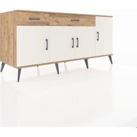 Resim Kronos Konsol 5 Raflı 2 Çekmeceli 4 Kapaklı 176x59x83 Çam-aytaşı/çam Aytaşı/çam 