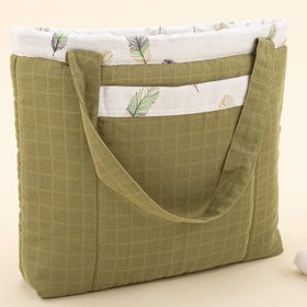 Resim Bebek Bakım Çantası - Koyu Fıstık Yeşili Muslin - Yeşil Tüy 