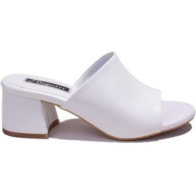 Resim Dagoster Dza07-811304 Beyaz Klasik Topuklu Kadın Terlik 001 