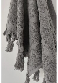 Resim Otantik Saçaklı Antrasit El Havlusu 50x85 Cm - %100 Pamuk - Yumuşak Ve Su Emici Antrasıt Antrasit 