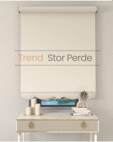 Resim Krem Stor Etek Dilimli Zebra Stor Güneşlik Perde Kırık Krem 