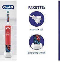 Resim Oral-B D100 Kids Spiderman Şarj Edilebilir Diş Fırçası 