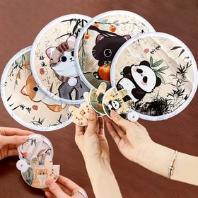 Resim 4 Adet Sevimli Kedi Katlanır Yelpaze Seti - 2'si 1 Arada Güneş Koruma, Taşınabilir ve Saklama Çantası ile Birlikte, Yazlık Outdoor Aktiviteler İçin Temel Ürün, Doğum Günü ve Tatiller İçin Mükemmel Hediye, Şirin Yelpaze 