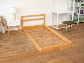 Resim Doğal Ahşap Montessori Çocuk Karyolası - 60 X 120 
