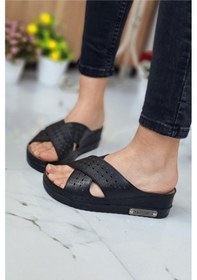 Resim Neon Shoes Kadın Günlük Hasır Desenli Terletmeyen Anatomik Ortopedik Taban Anne Dışarı Ev Terliği 001 