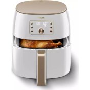 Resim Büyük Kapasiteli Beyaz Premium Yağsız Fritöz, Lezzetli ve Sağlıklı Yemekler Için Idealdir 