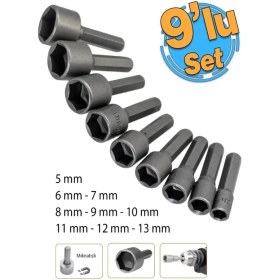 Resim Manyetik Mıknatıslı 5 6 7 8 9 10 11 12 13 mm Somun Civata Adaptör Seti Crv Metal Matkap Uyumlu Uç 