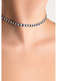 Resim Yakamoz Hikayesi 18 Ayar Beyaz Altın Kaplama 42 Cm Gümüş Choker Kolye Beyaz 