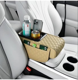 Resim Dashanshop Krem Rengi Araç Kolçak Yastığı Bardak Tutuculu Çok Amaçlı Saklama Kutusu 