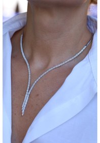 Resim 14 Ayar Beyaz Altın Zarif Sarkıt Su Yolu Gerdanlık Tgr20813 Sarı Altın 