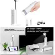 Resim 3+1 Şarjlı Kitap Okuma Lambası , Fener 3 Kademeli ,acil Durum Powerbank Ve Telefon Tutucu Lamba Beyaz 