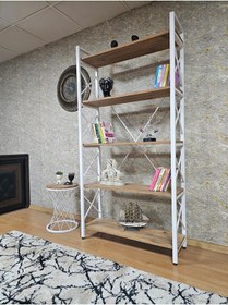 Resim Zafir Beyaz Boyalı Kitaplık - 5 Raflı Suntalem Lüks Kitaplık Atlas Çam 