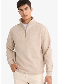 Resim Defacto Regular Fit Dik Yaka Yarım Fermuarlı Sweatshirt F4137ax25aubg300 Bej 