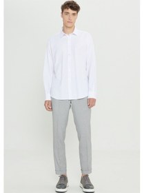 Resim AC&Co / Altınyıldız Classics Erkek Beyaz Comfort Fit Geniş Kesim Klasik Yaka Pamuklu Rahat Armürlü Gömlek Beyaz 