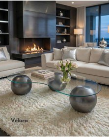 Resim Küre Orta Sehpa - Silver - Fasulye - Füme Cam Gümüş 