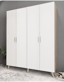 Resim Duke 4 Kapaklı Ayakkabılık Meşe Beyaz 180 Cm M2 