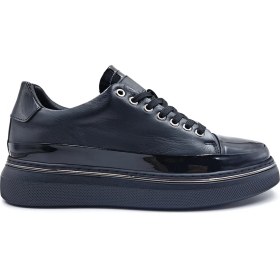 Resim Marcomen M23064 Hakiki Deri Erkek Siyah Şık Sneaker Ayakkabı 
