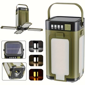 Resim Şarj Edilebilir Güneş Kamp Feneri, USB Şarjlı El Feneri, Taşınabilir Asma Çadır Işığı, Altı Aydınlatma Modu, Katlanabilir Dört Yapraklı Çiçek LED Spot Işık, Kamp, Yürüyüş, Seyahat, Balıkçılık, Acil Durumlar için Uygun 