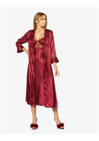 Resim Pierre Cardin Kadın Altılı Saten Çeyiz Seti 6025 - Bordo 
