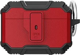 Resim Coverzone Apple Airpods Pro ile uyumlu Kılıf Kulaklık Koruyucu Karbonfiber doku tasarımlı Çengel Aparatlı Airpods Pro ile uyumlu Airbag Panoply Siyah-Kırmızı 