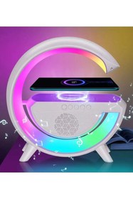 Resim Genel Markalar Kablosuz Şarj İstasyonu Bluetooth Hoparlörlü Ve Radyolu RGB Led Işıklı Masa Ve Gece Lambası BT-2301 
