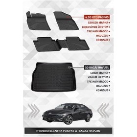 Resim Sahler Hyundai Elantra 2021+ Uyumlu 4.5d Premium Havuzlu Oto Paspas Ve Liner Marka 3d Bagaj Havuzu 