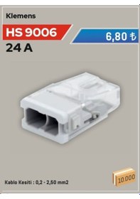 Resim 2 Li Tırnaksız Klemens Hs 9006 15 Adet 