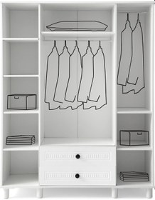 Resim Bohem Mdf 4 Kapılı Dolap-beyaz 