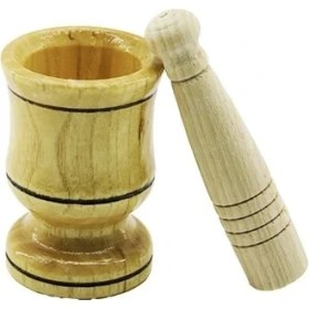 Resim Krm Küçük Boy Ahşap Havan Sarımsak Dövecek Ç: 6cm--D: 4cm--Y: 8.8cm Fileli Ambalaj (5047) K 