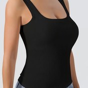 Resim Bir Konik Hızlı Kuruyan Spor Yelek T-Shirt, Elastik Kolsuz Yelek, Dört Mevsim Fitness Üstü, Temel Gömlek, Yuvarlak Yaka Elastik Askılı İç Çamaşırı, Seksi Yoga Kıyafetleri 