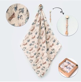 Resim 3 Kat Müslin Battaniye Emzik Tutacağı Kutulu Set 