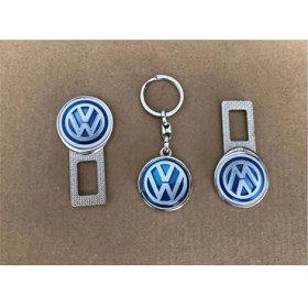 Resim Stilix Garage Volkswagen Uyumlu Ses Susturucu Metal Toka 1 Çift ve 1 Adet Anahtarlık 