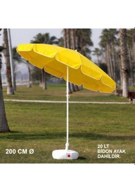 Resim Sarı Plaj Şemsiyesi 200 Cm Ø Bidon Ayak Dahil Sarı 