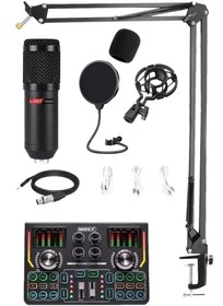 Resim BM800 Titanium V2 Set Efektli Ses Kartı Mikrofon Stand Kayıt Canlı Yayın (PC ve Telefon) 