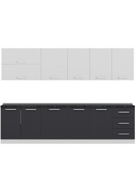 Resim Minar 300 Cm Mutfak Dolabı Beyaz Antrasit 300-A1 Beyaz 