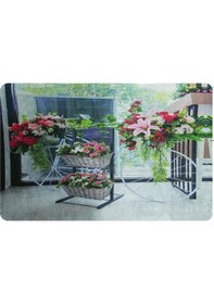 Resim Bisikler Ve Çiçekler Baskılı Kaliteli Kauçuk Kapı Önü Paspası 