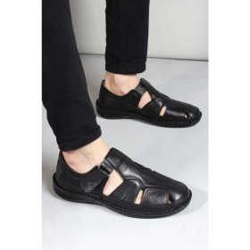 Resim Fast Step Deri Erkek Klasik Sandalet Siyah Renkli Rahat Tasarım 662MA119B 
